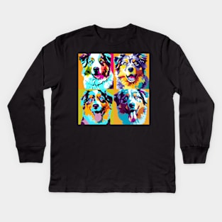 Australian Shepherd Pop Art - Dog Lover Gifts Kids Long Sleeve T-Shirt